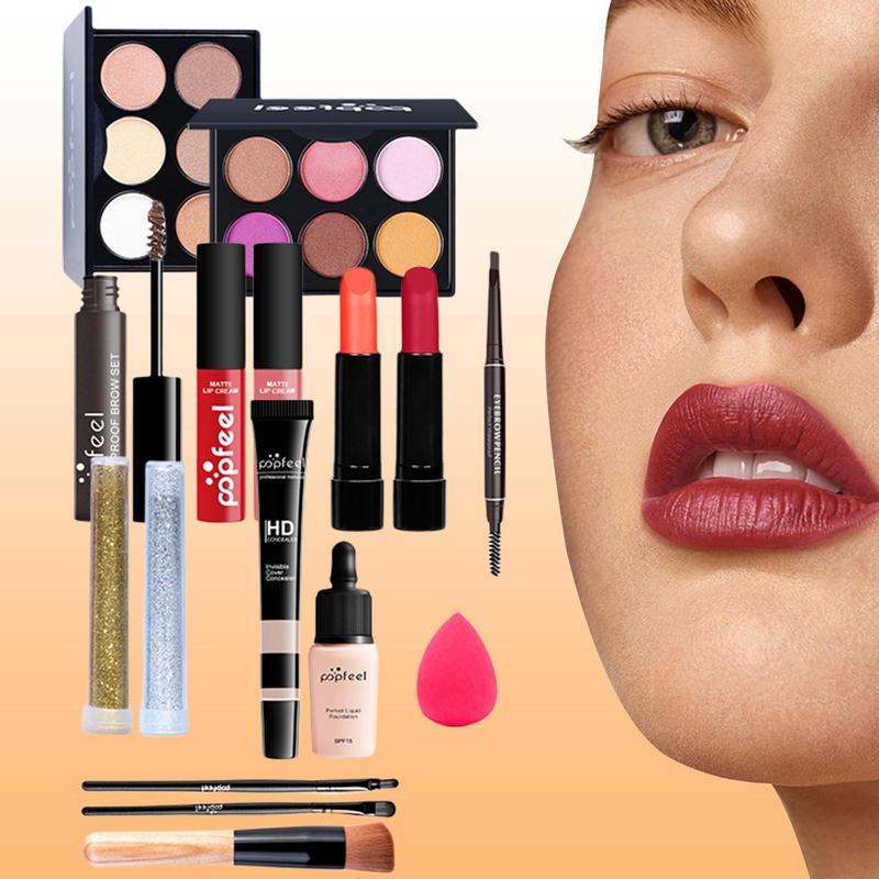 Sdattor Makeup Kit Portable 16 Pcs Makeup Set With Brush For Women Beauty Gift Box All InFor Beginners Girls Cosmetic Supplies