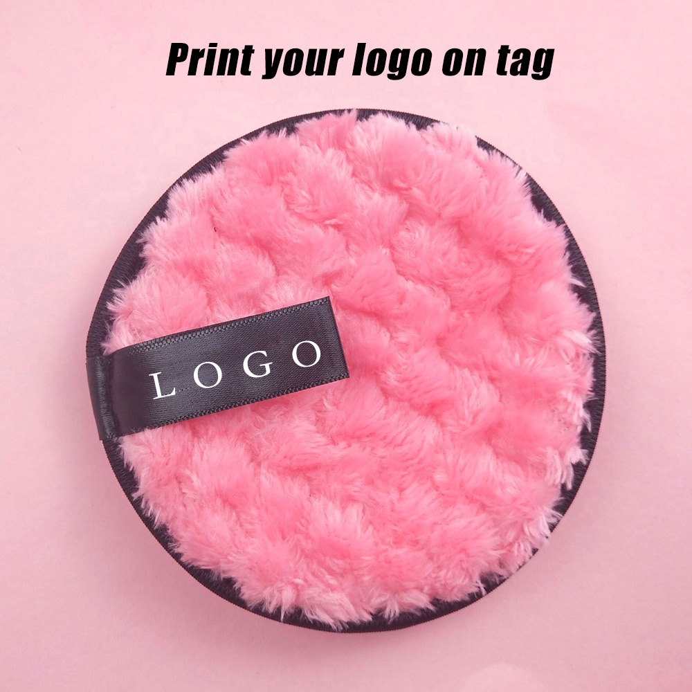50pcs Custom Your Own Logo Washable Round Shape Pads Reusable Cotton OEM Microfiber Extra-softness Face Wash Puff Fast Delivery